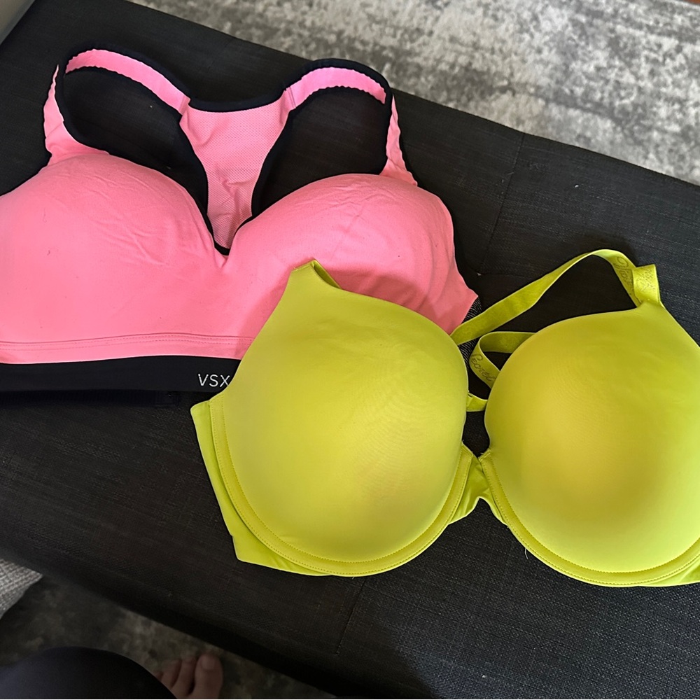 Victoria's Secret Pink and Green Bra Duo